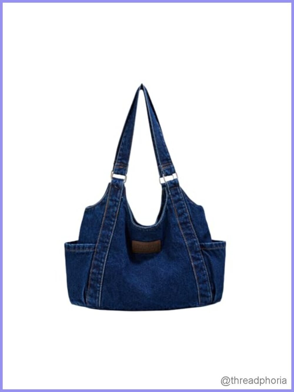 Denim Tote Bag with Zip Closure Large Capacity Casual Shoulder Bag Purse